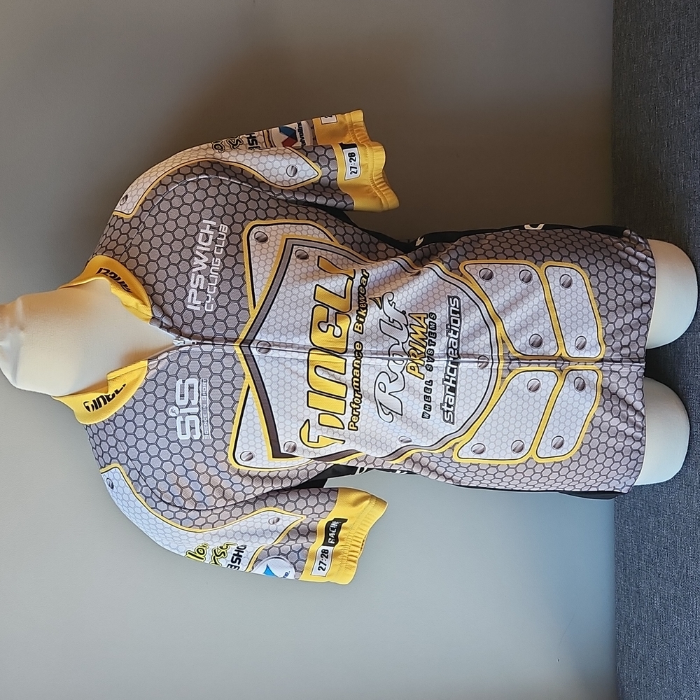 Tineli Cyclist Full Zip Jersey, Yellow/Grey/Black, Medium